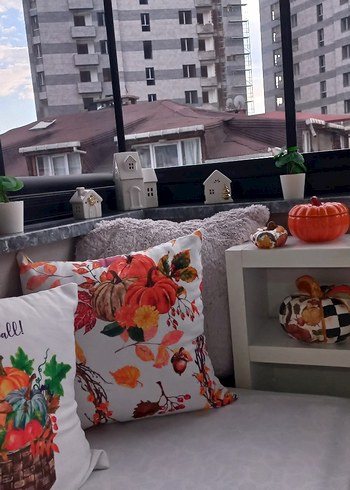 Renkli Bohem Desenli Sonbahar Temalı Kırlent - Görsel 5