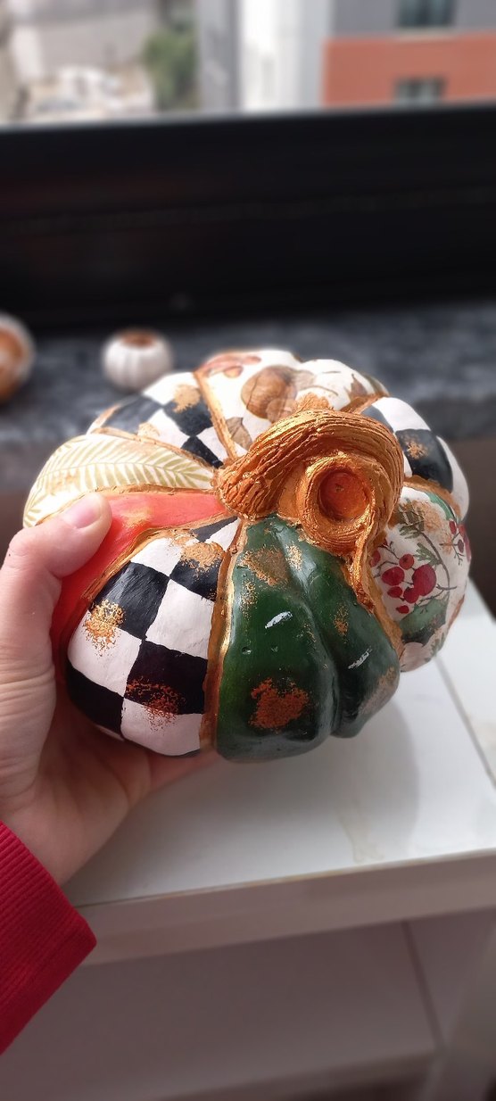 Çok Renkli Dekoratif Kabak Figürin - Görsel 2