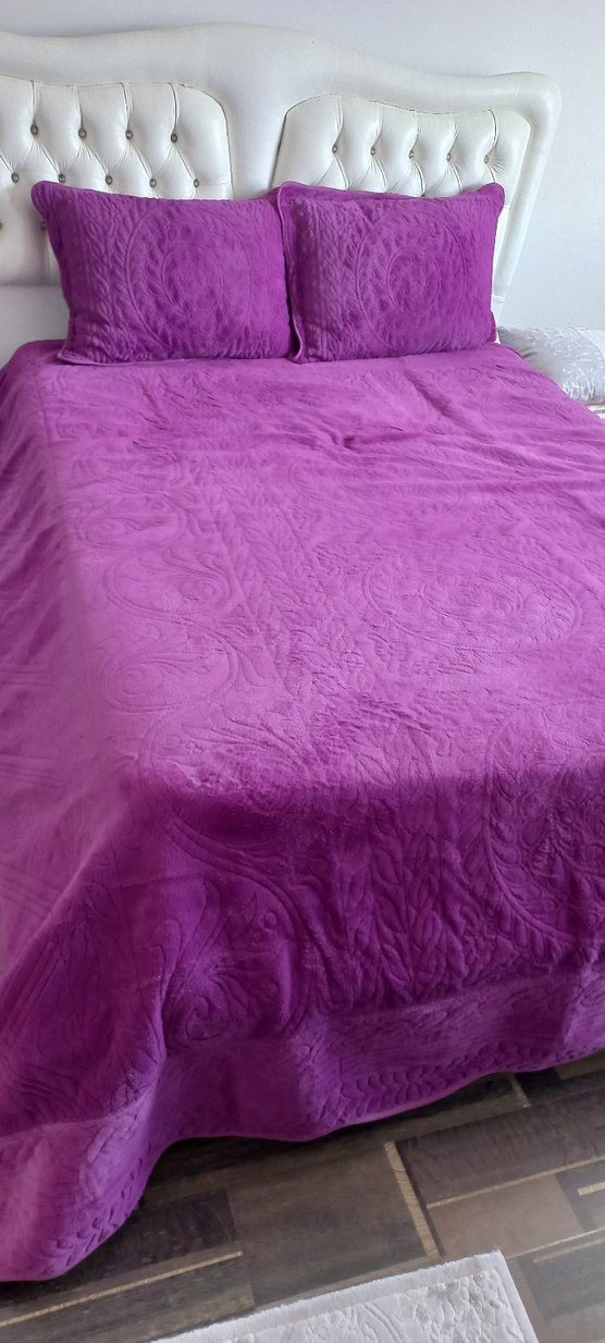 Parlak Mor Düz Yatak Örtüsü - Görsel 2