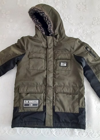 Erkek Çocuk Gri Kürklü Kapüşonlu Mont - Görsel 3