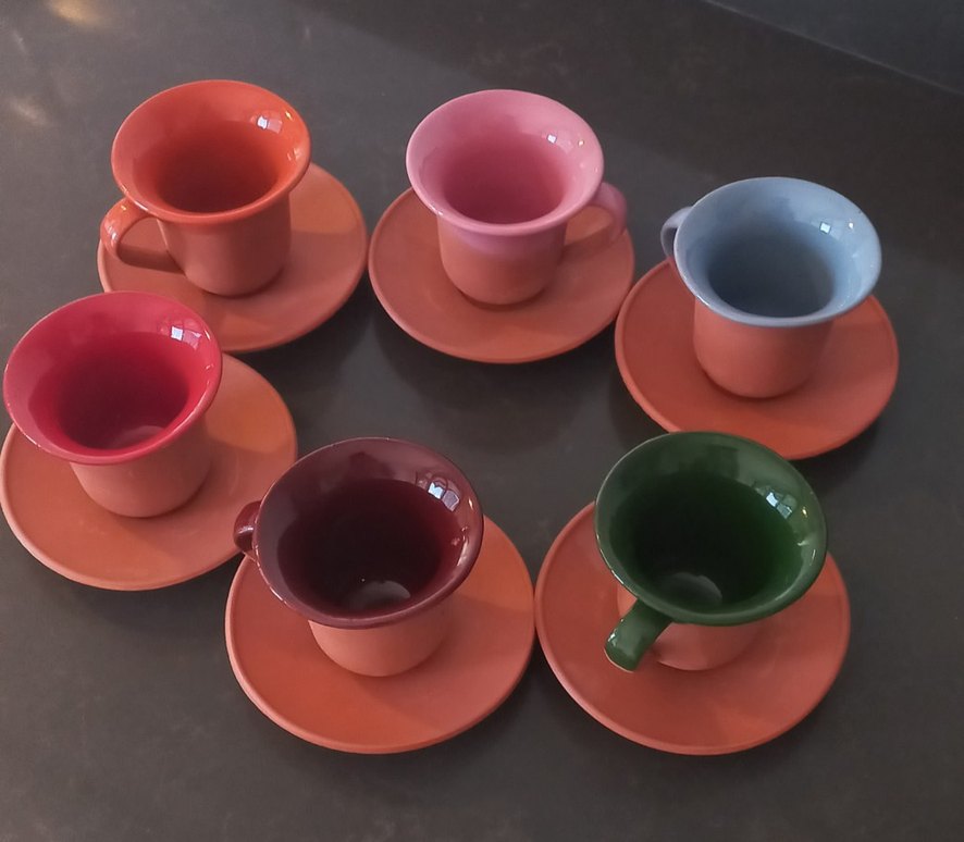 Renkli Seramik Fincan ve Tabağı Seti - Görsel 2