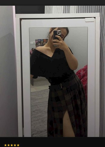 Ekose Desenli Midi Uzun Etek - Görsel 7