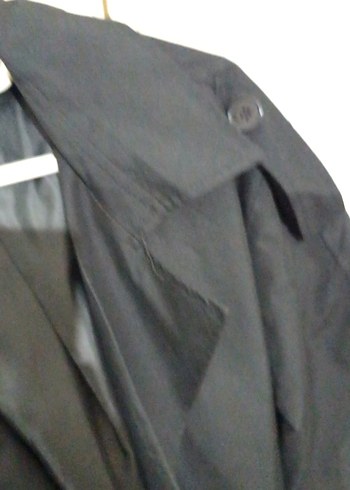 Kadın Siyah Uzun Düğmeli Trençkot - Görsel 6