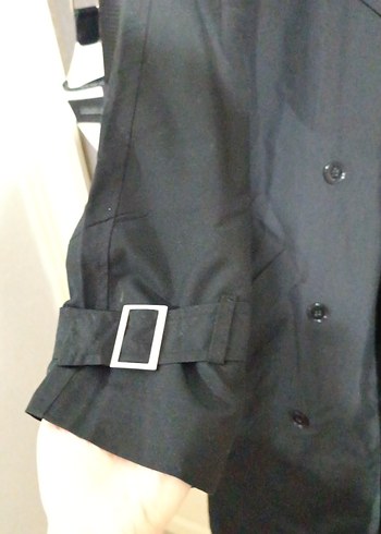 Kadın Siyah Uzun Düğmeli Trençkot - Görsel 2