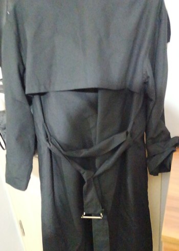 Kadın Siyah Uzun Düğmeli Trençkot - Görsel 5