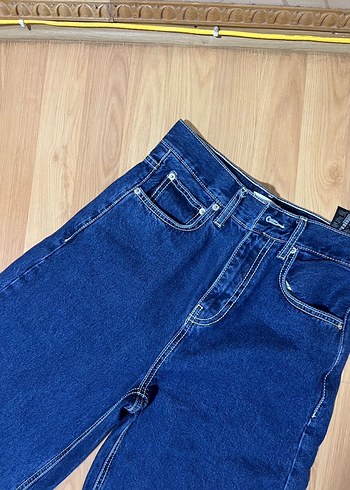 Zara Koyu Mavi Yuksek Bel Denim Jean