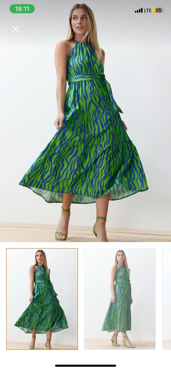 Turkuaz Uzun Bohem Kadın Elbise - Görsel 2