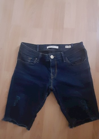 Kadın Koyu Mavi Mini Denim Şort