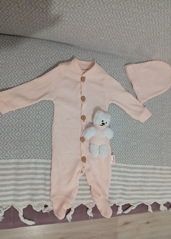 Yenidoğan Beden Pembe Örgü Kız Bebek Tulum