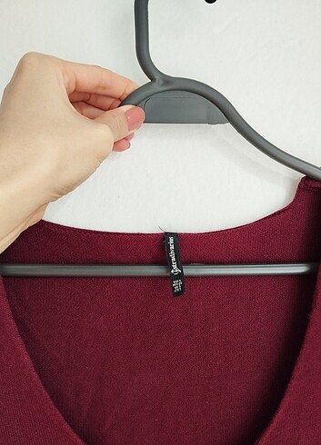 Stradivarius Stradivarius bordo v yaka dantelli