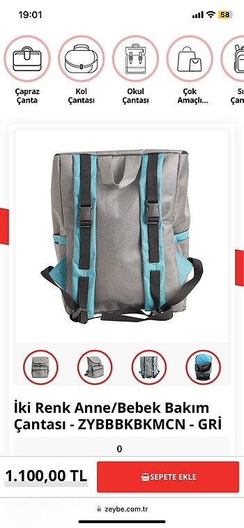 Zeybe bebek bakım çantası - Görsel 3