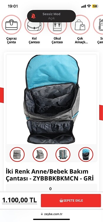 Zeybe bebek bakım çantası - Görsel 4