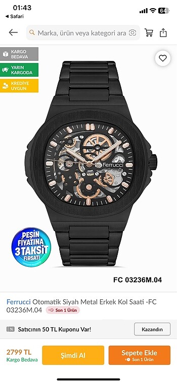 Ferrucci otomatik saat
