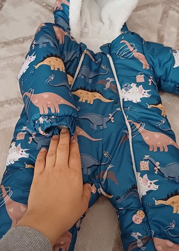 Kürklü Baskılı Erkek Bebek Kayak Astoronot Tulumu - Görsel 2