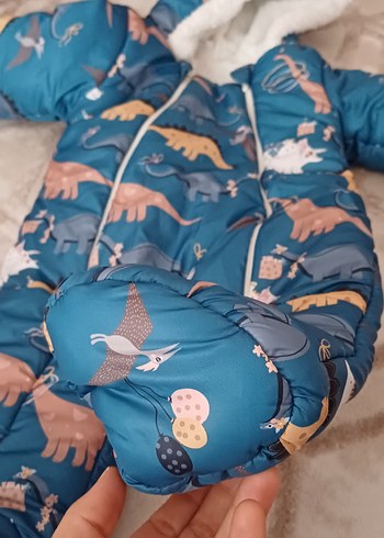 Kürklü Baskılı Erkek Bebek Kayak Astoronot Tulumu - Görsel 3