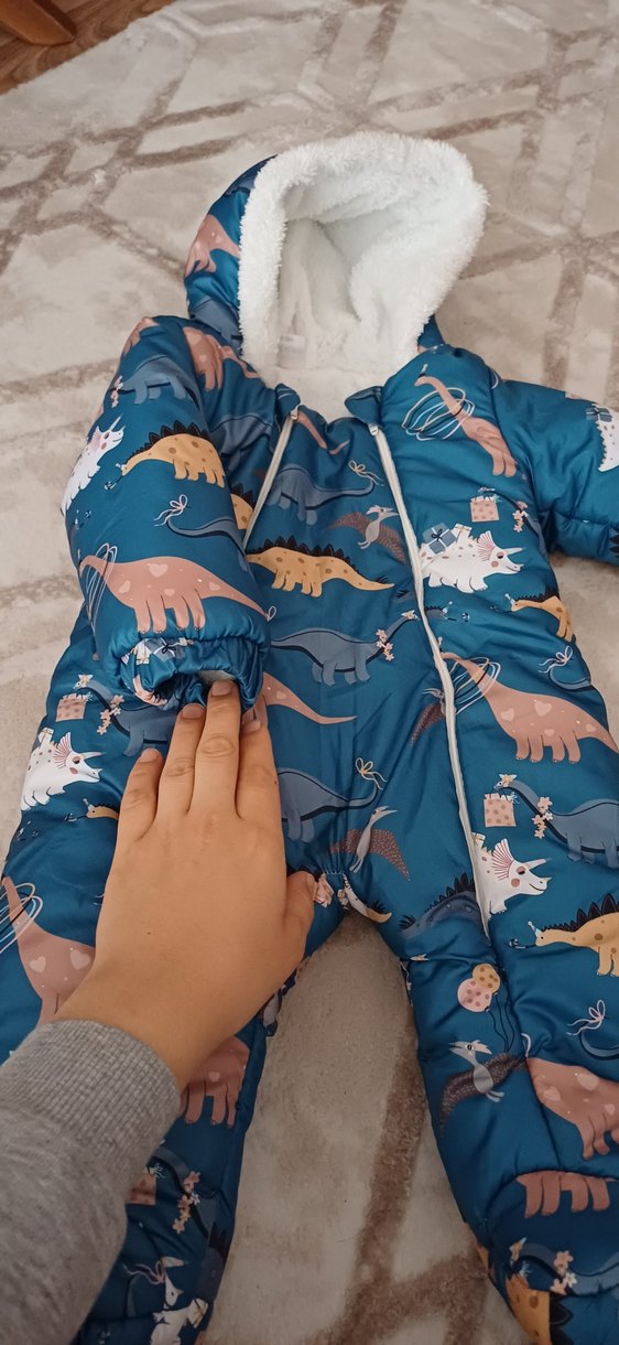 Kürklü Baskılı Erkek Bebek Kayak Astoronot Tulumu - Görsel 2