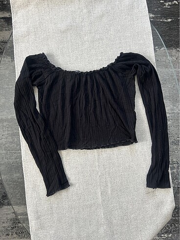 Crop uzun kollu bluz