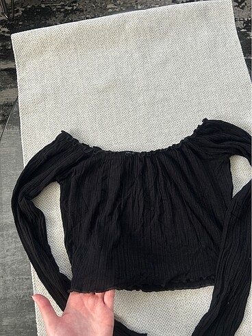 xs Beden siyah Renk Crop uzun kollu bluz