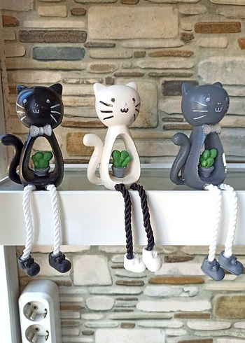 English Home 3'lü Sallanan Ayaklı Kedi Biblo Seti