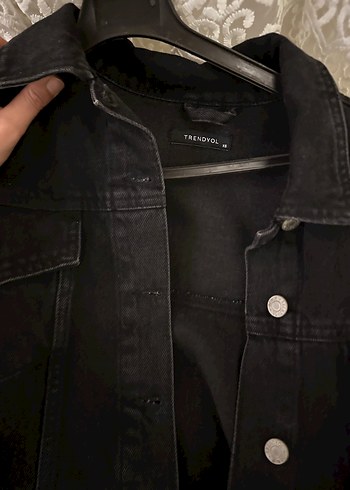 Düğmeli Siyah Kadın Denim Ceket - Görsel 2