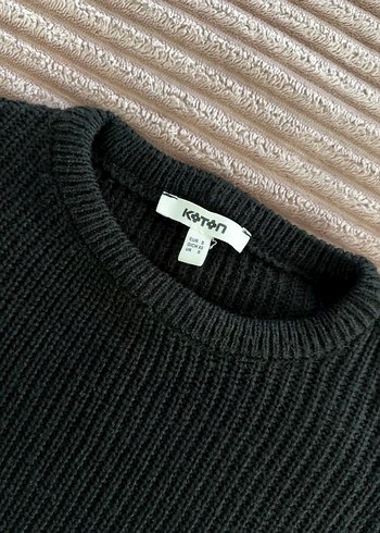 Siyah Bisiklet Yaka, İnce Örgü Kadın Kazak - Görsel 2