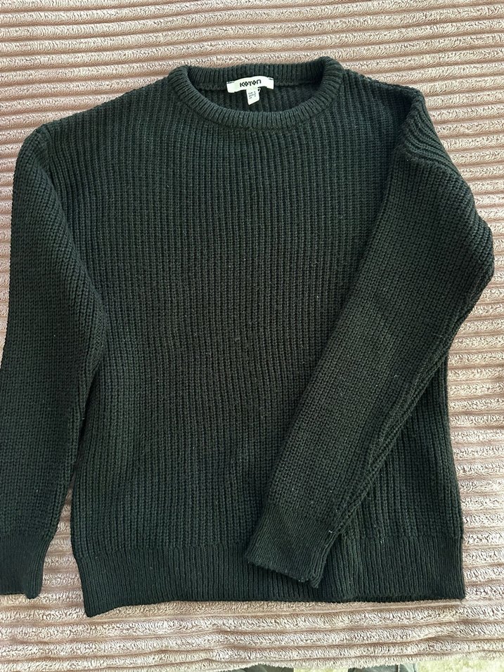 Siyah Bisiklet Yaka, İnce Örgü Kadın Kazak - Görsel 5