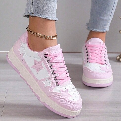 36 Beden pembe Renk Shein Ayakkabı, Yıldızlı Sneaker