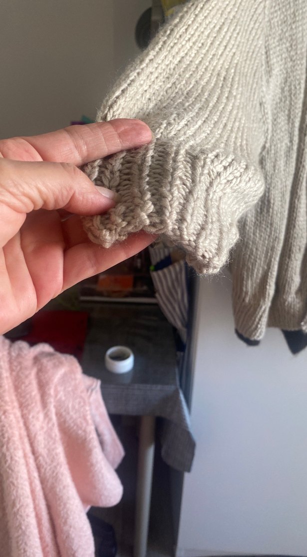 Bej Örgü Kadın Hırka Notch Yaka - Görsel 3