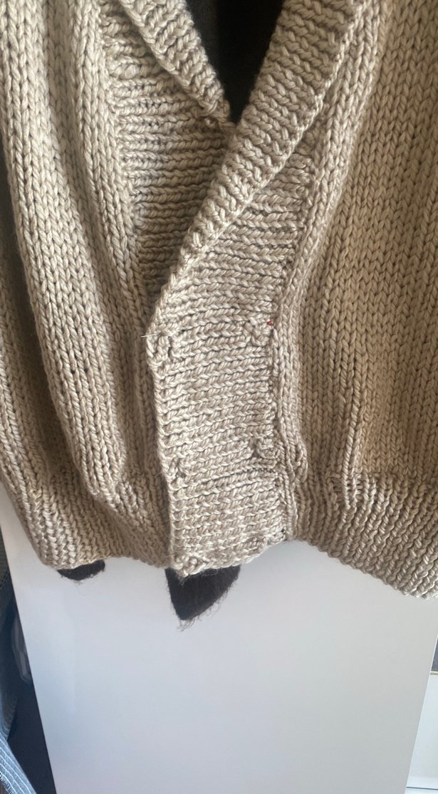 Bej Örgü Kadın Hırka Notch Yaka - Görsel 4