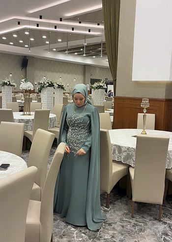 Uzun Kollu Gri Tesettür Henna Elbise - Görsel 2