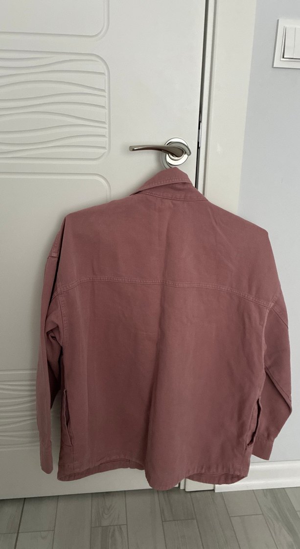 Düğmeli Pembe Süet Gömlek Ceket - Görsel 5