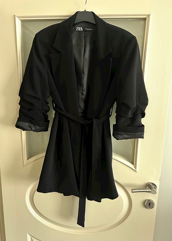 m Beden siyah Renk Zara Kemerli Siyah Kadın Blazer Ceket