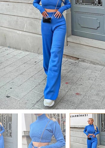 Mavi Örgü Kadın Eşofman  takımı - Görsel 3