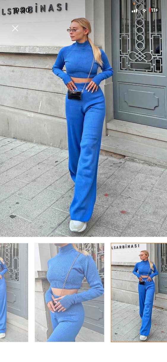 Mavi Örgü Kadın Eşofman  takımı - Görsel 3