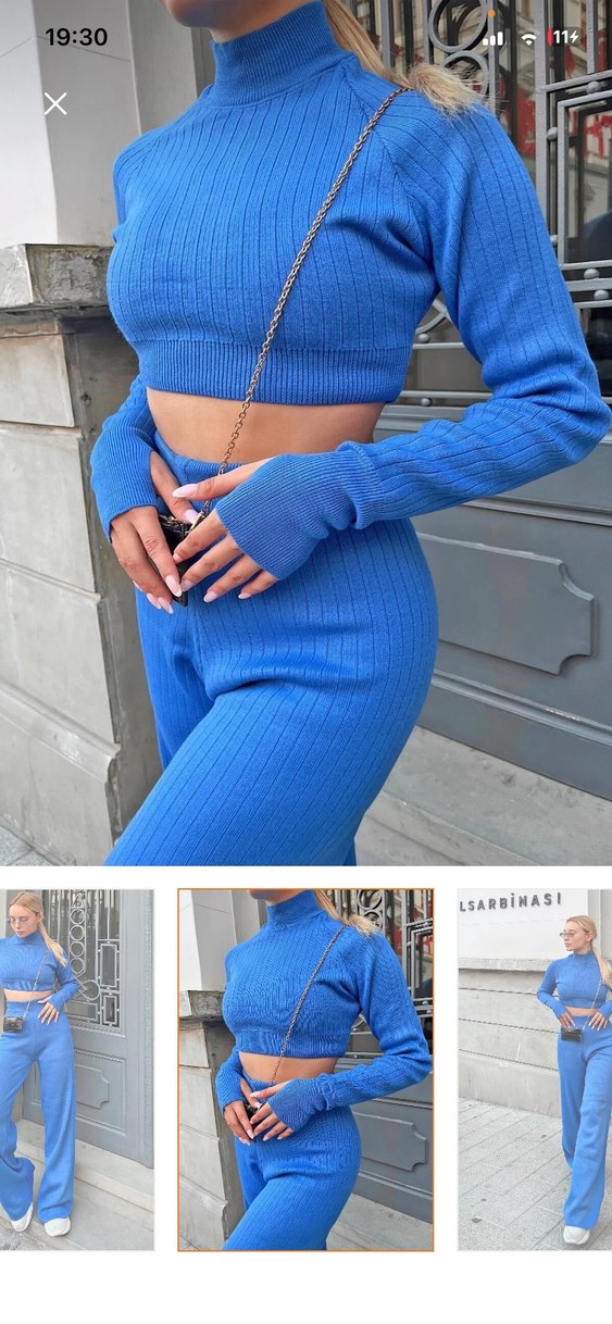 Mavi Örgü Kadın Eşofman  takımı - Görsel 2