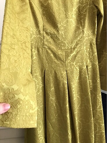 36 Beden yeşil Renk Damask desen tesettür abiye