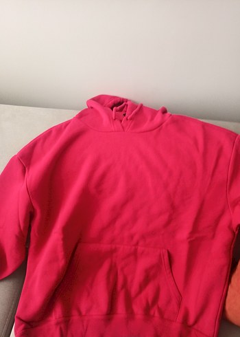 Kırmızı Kapüşonlu Kadın Sweatshirt - Görsel 3