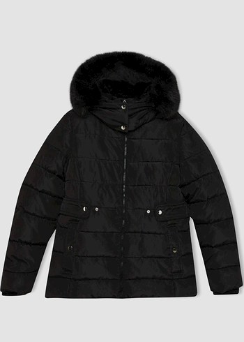 Siyah Kürklü Kadın Kışlık Mont - Görsel 2