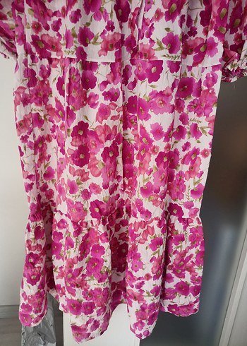 Pembe Çiçek Desenli Uzun Bohem Elbise - Görsel 3