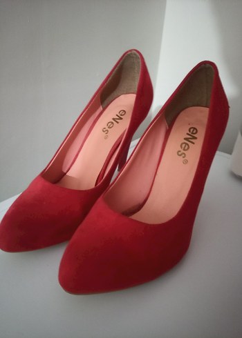 Kırmızı Süet Stiletto Topuklu Ayakkabı - Görsel 2