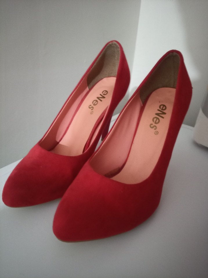 Kırmızı Süet Stiletto Topuklu Ayakkabı - Görsel 2