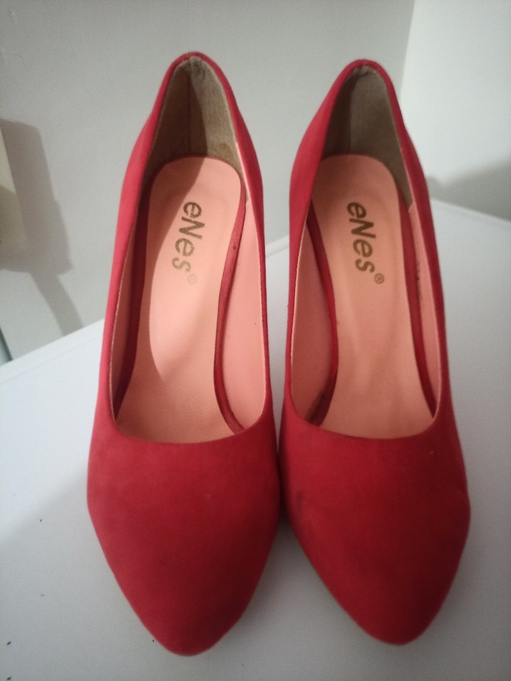 Kırmızı Süet Stiletto Topuklu Ayakkabı - Görsel 3