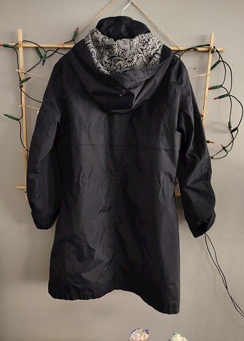 Lacivert Uzun Kadın Keten Ceket yağmurluk - Görsel 5