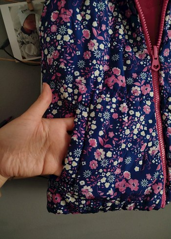 Kız Çocuk Pembe Kapüşonlu çift taraflı Yelek - Görsel 6