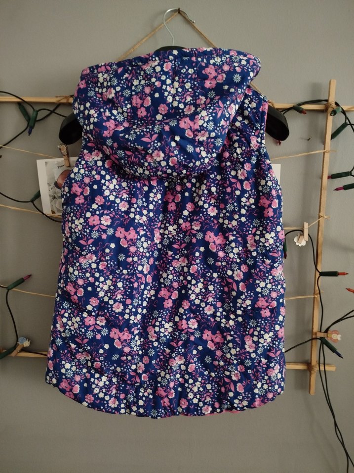 Kız Çocuk Pembe Kapüşonlu çift taraflı Yelek - Görsel 5