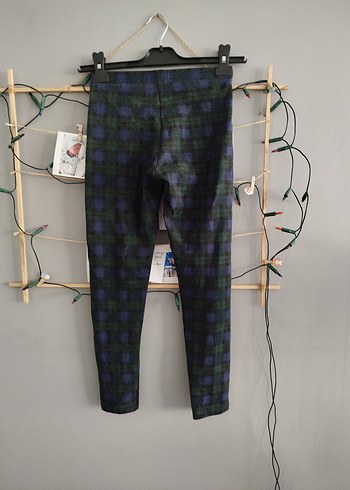 Kız Çocuk Ekose Piliseli Kışlık Tayt Pantolon - Görsel 4