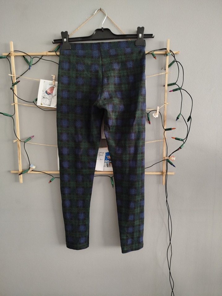 Kız Çocuk Ekose Piliseli Kışlık Tayt Pantolon - Görsel 4