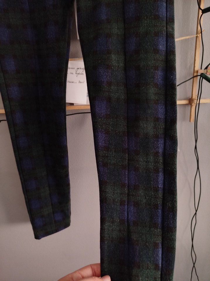 Kız Çocuk Ekose Piliseli Kışlık Tayt Pantolon - Görsel 3