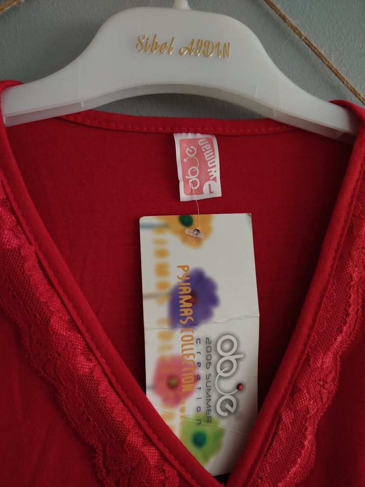 Kırmızı Uzun Kollu Hamile ve Emzirme Gecelik - Görsel 3