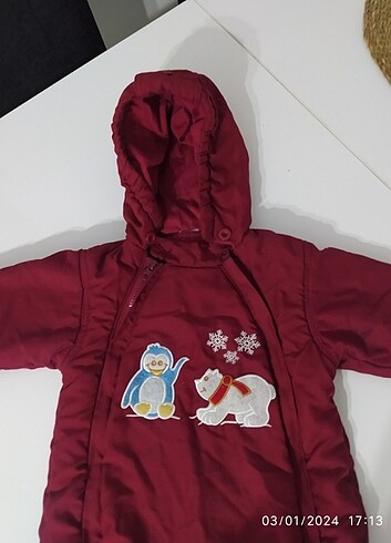 3 Ay Beden bordo Renk Bebek astronot tulum 